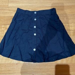 navy blue button up mini skirt